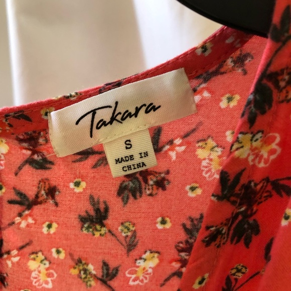 Orange Floral Wrap-Style Romper - Picture 5 of 5